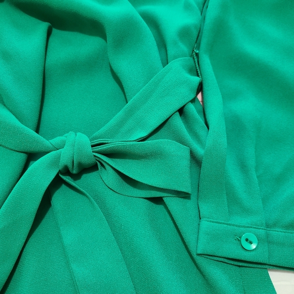 Emerald Green V neck Dress - Picture 6 of 6